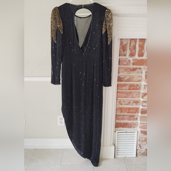 Niteline | Silk Beaded Asemetrical Formal Gown - Picture 4 of 12